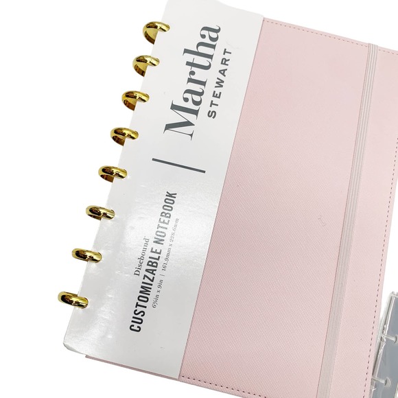 Martha Stewart Discbound Customizable Notebook 6 3/8 x 9 in + Dividers NEW Pink - Picture 2 of 6